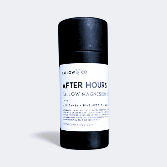 Natural deodorant tube with black cap and white label