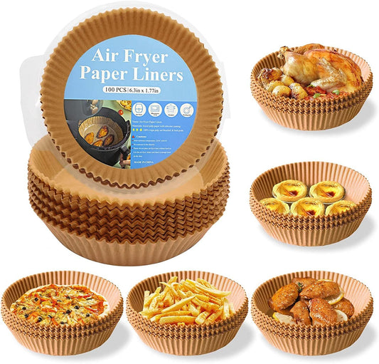 Air Fryer Disposable Paper 100 Pcs Round Non-Stick Paper Prime Oil-proof Parchment Paper Cooking Paper for Fryers Basket Frying Pan Microwave Oven - Renee Lane Company