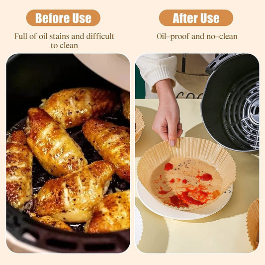 Air Fryer Disposable Paper 100 Pcs Round Non-Stick Paper Prime Oil-proof Parchment Paper Cooking Paper for Fryers Basket Frying Pan Microwave Oven - Renee Lane Company