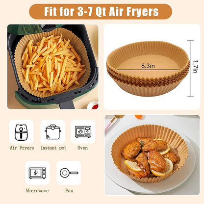 Air Fryer Disposable Paper 100 Pcs Round Non-Stick Paper Prime Oil-proof Parchment Paper Cooking Paper for Fryers Basket Frying Pan Microwave Oven - Renee Lane Company