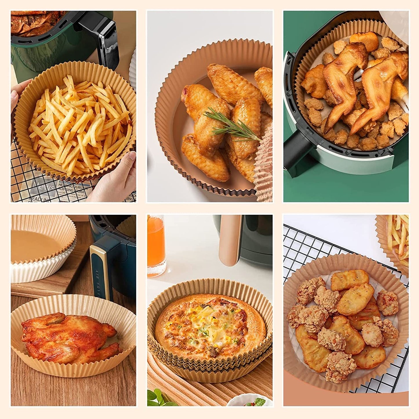 Air Fryer Disposable Paper 100 Pcs Round Non-Stick Paper Prime Oil-proof Parchment Paper Cooking Paper for Fryers Basket Frying Pan Microwave Oven - Renee Lane Company