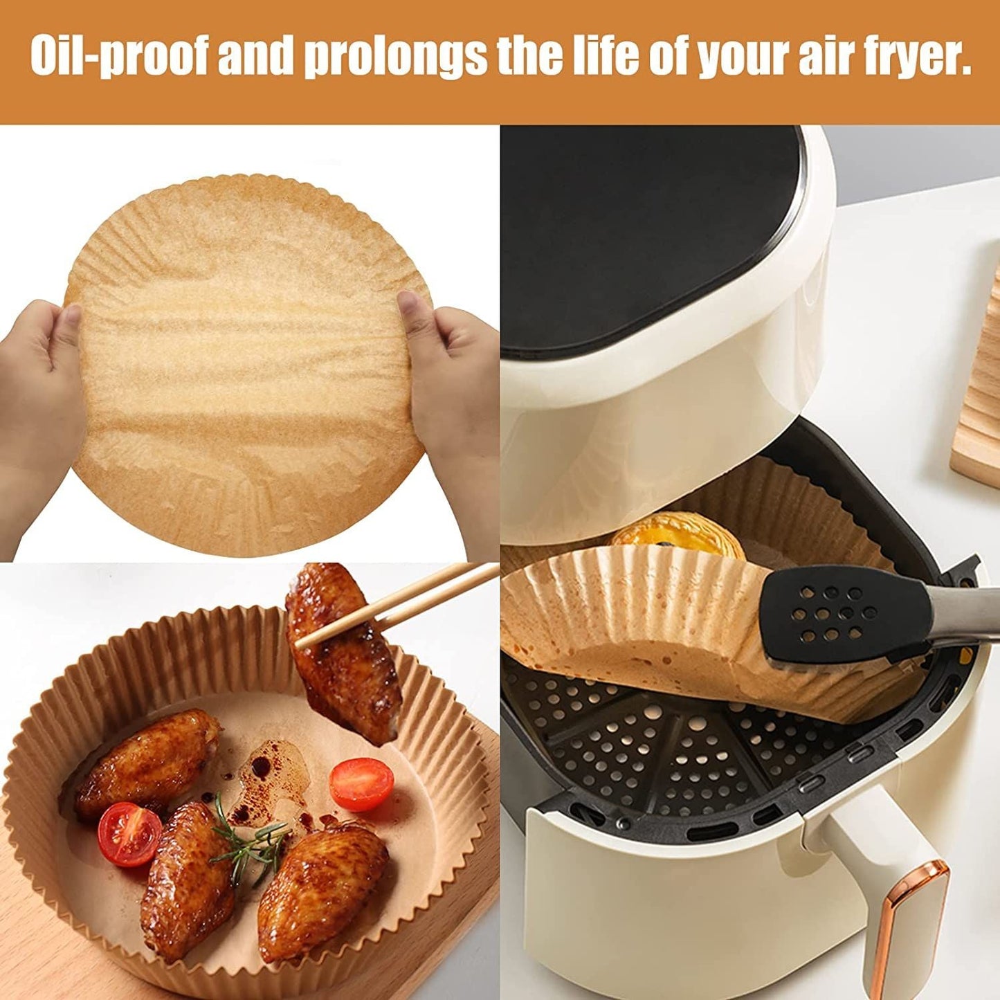 Air Fryer Disposable Paper 100 Pcs Round Non-Stick Paper Prime Oil-proof Parchment Paper Cooking Paper for Fryers Basket Frying Pan Microwave Oven - Renee Lane Company