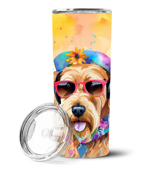 Airedale Terrier Hippie Dawg Stainless Steel Skinny Tumbler Vacuum Double Walled Reusable Insulated Tumbler Travel Cup for Coffee Cocktails Gift with Lid, 20 oz - Renee Lane Company