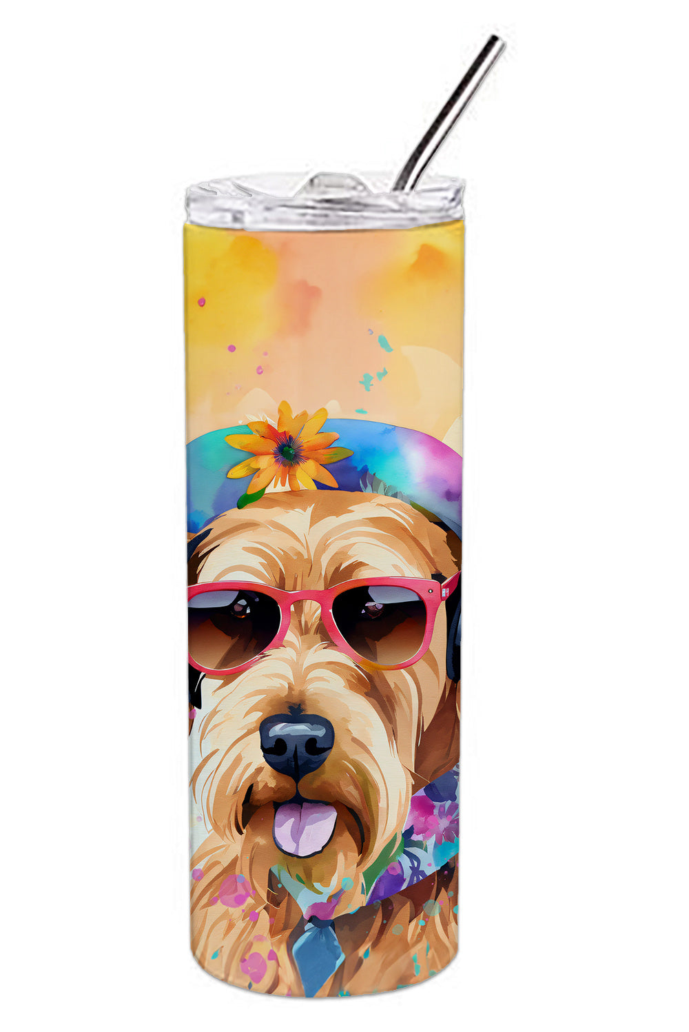 Airedale Terrier Hippie Dawg Stainless Steel Skinny Tumbler Vacuum Double Walled Reusable Insulated Tumbler Travel Cup for Coffee Cocktails Gift with Lid, 20 oz - Renee Lane Company
