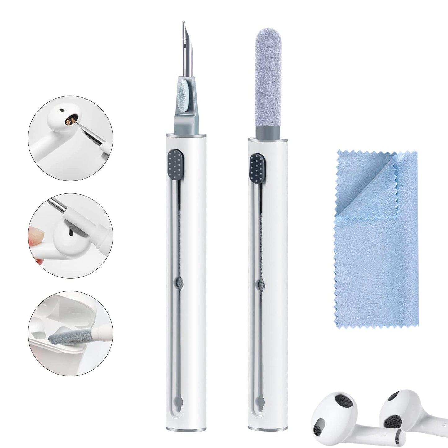 Airpod Cleaner Kit，Earbud Cleaning Kit for Airpods Pro 1 2 3， Multi-Function Cleaning Pen with Soft Brush Flocking Sponge，Suitable for Bluetooth Headset Charging Box Mobile Phone Earbud (1Pcs) - Renee Lane Company