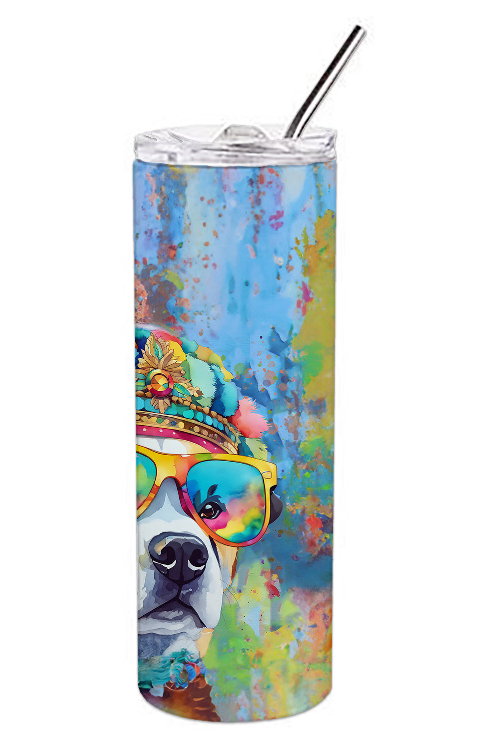 Akita Hippie Dawg Stainless Steel Skinny Tumbler Vacuum Double Walled Reusable Insulated Tumbler Travel Cup for Coffee Cocktails Gift with Lid, 20 oz - Renee Lane Company