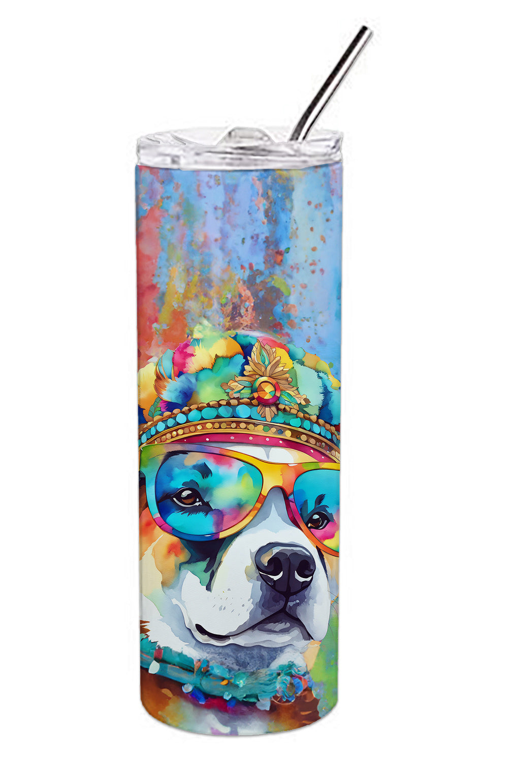 Akita Hippie Dawg Stainless Steel Skinny Tumbler Vacuum Double Walled Reusable Insulated Tumbler Travel Cup for Coffee Cocktails Gift with Lid, 20 oz - Renee Lane Company