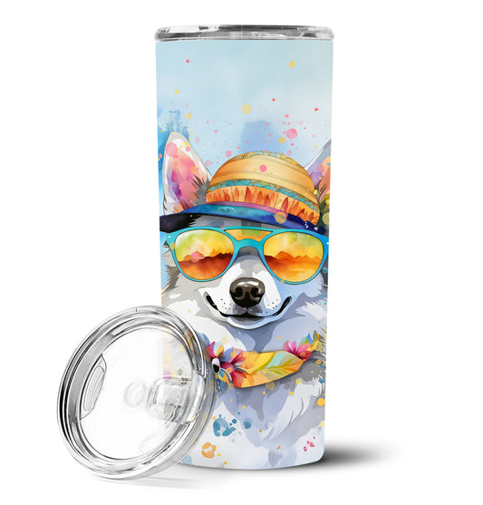 Alaskan Klee Kai Hippie Dawg Stainless Steel Skinny Tumbler Vacuum Double Walled Reusable Insulated Tumbler Travel Cup for Coffee Cocktails Gift with Lid, 20 oz - Renee Lane Company