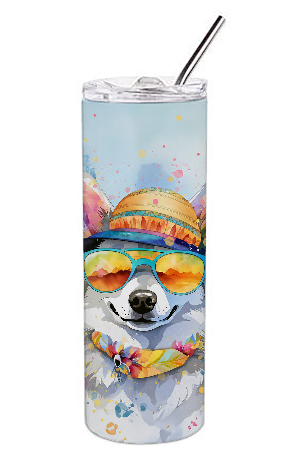 Alaskan Klee Kai Hippie Dawg Stainless Steel Skinny Tumbler Vacuum Double Walled Reusable Insulated Tumbler Travel Cup for Coffee Cocktails Gift with Lid, 20 oz - Renee Lane Company
