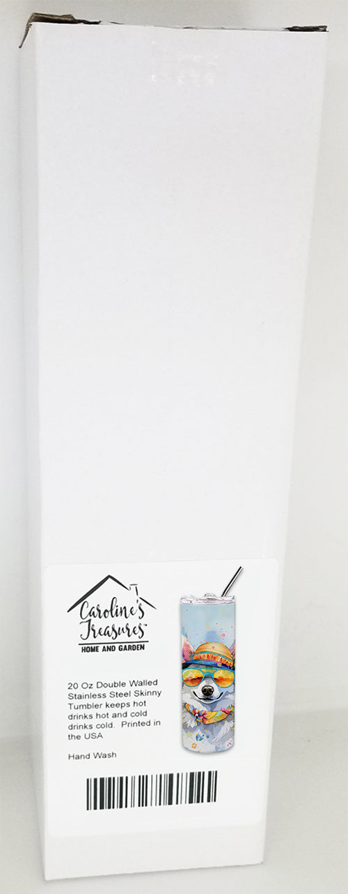 Alaskan Klee Kai Hippie Dawg Stainless Steel Skinny Tumbler Vacuum Double Walled Reusable Insulated Tumbler Travel Cup for Coffee Cocktails Gift with Lid, 20 oz - Renee Lane Company