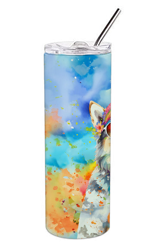 Alaskan Malamute Hippie Dawg Stainless Steel Skinny Tumbler Vacuum Double Walled Reusable Insulated Tumbler Travel Cup for Coffee Cocktails Gift with Lid, 20 oz - Renee Lane Company