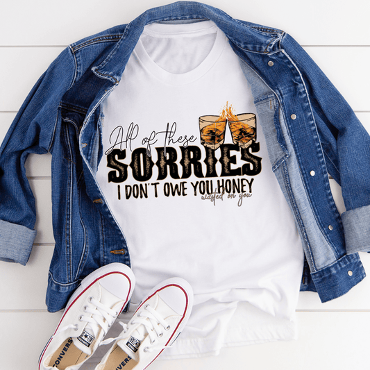 All Of These Sorries I Don't Owe You Honey T-Shirt - Renee Lane Company