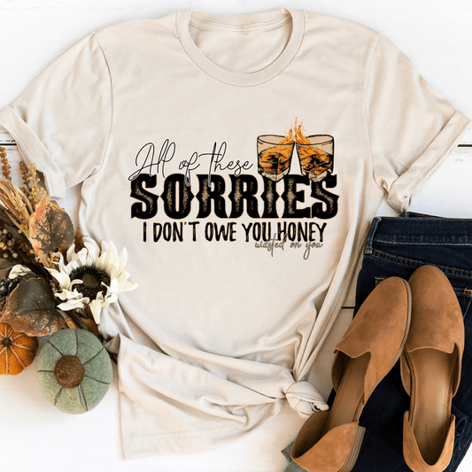 All Of These Sorries I Don't Owe You Honey T-Shirt - Renee Lane Company