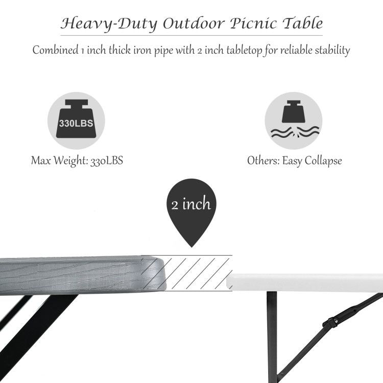 All Weather Outdoor Picnic Table Bench Set with Metal Base Wood - Renee Lane Company