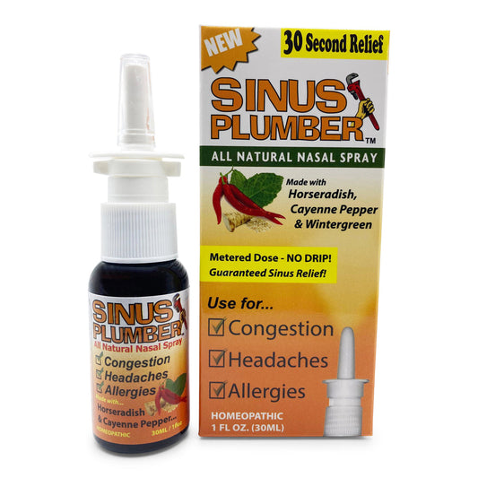 Natural nasal spray bottle with mist nozzle and standing product box, 1 fl oz