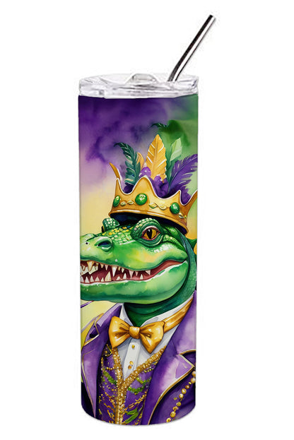 Alligator King of Mardi Gras Stainless Steel Skinny Tumbler Vacuum Double Walled Reusable Insulated Tumbler Travel Cup for Coffee Cocktails Gift with Lid, 20 oz - Renee Lane Company