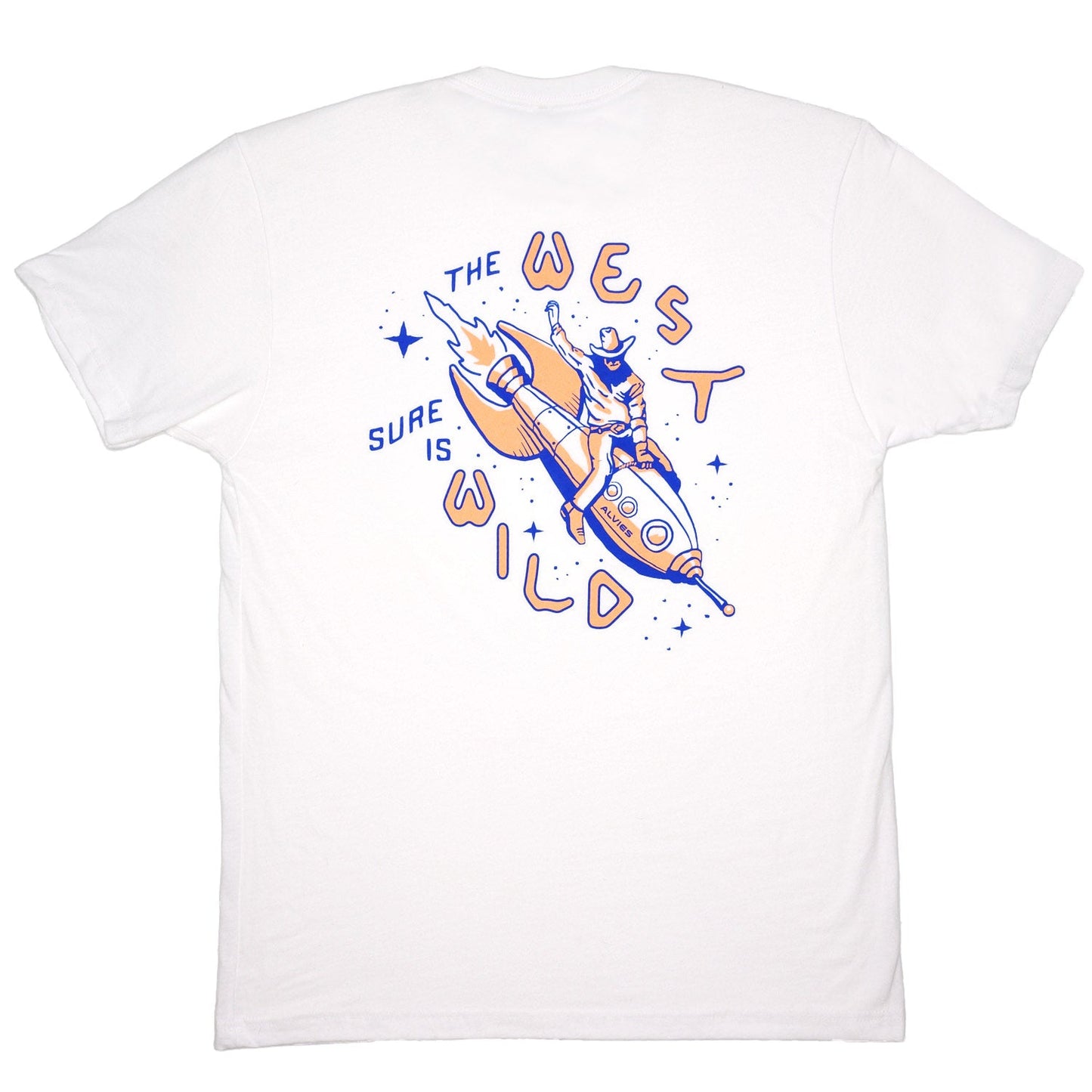 White T-shirt with large back graphic and curved text