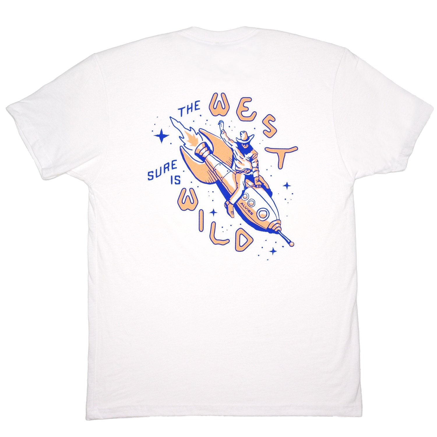 White T-shirt with large back graphic and curved text