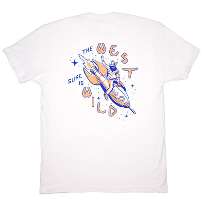 White T-shirt with large back graphic and curved text