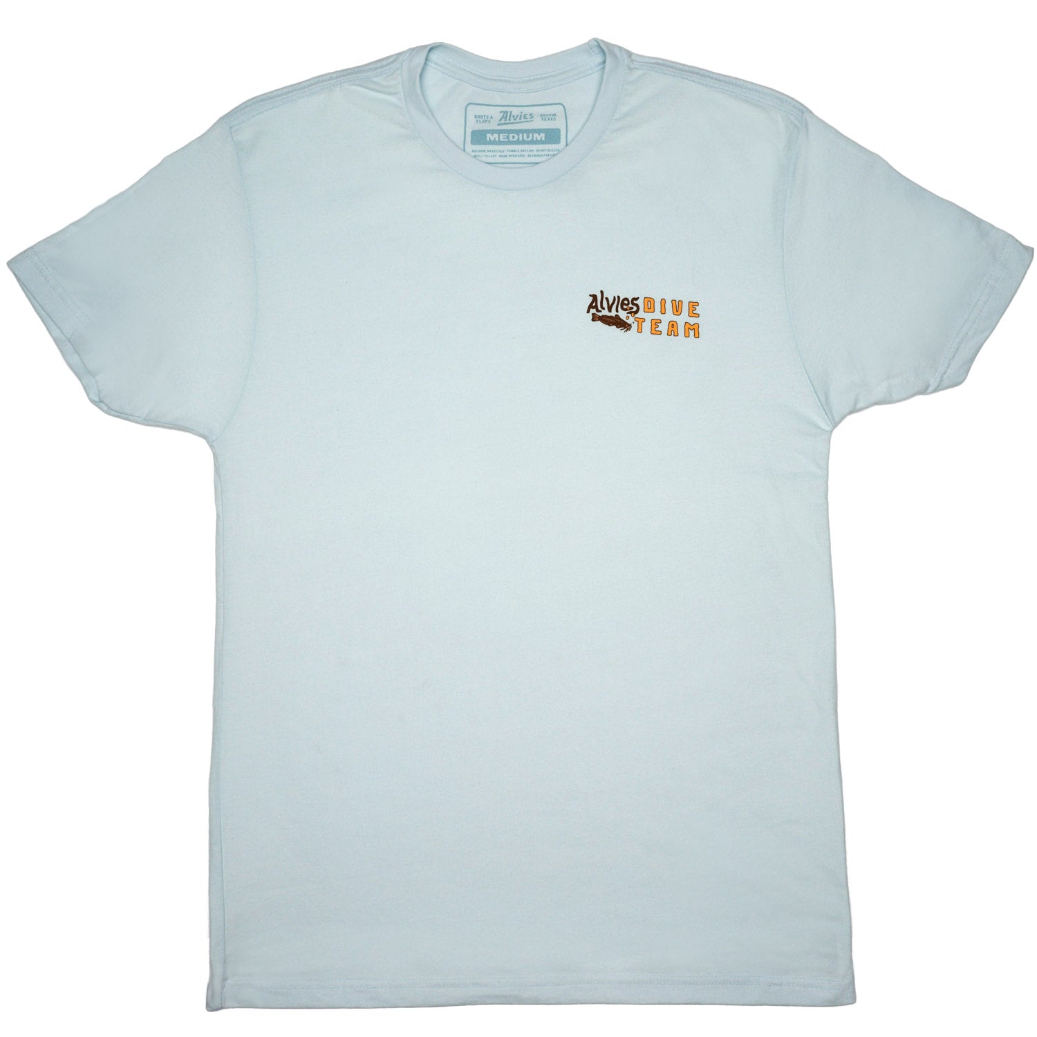 Light blue T-shirt with small chest Dive Team logo