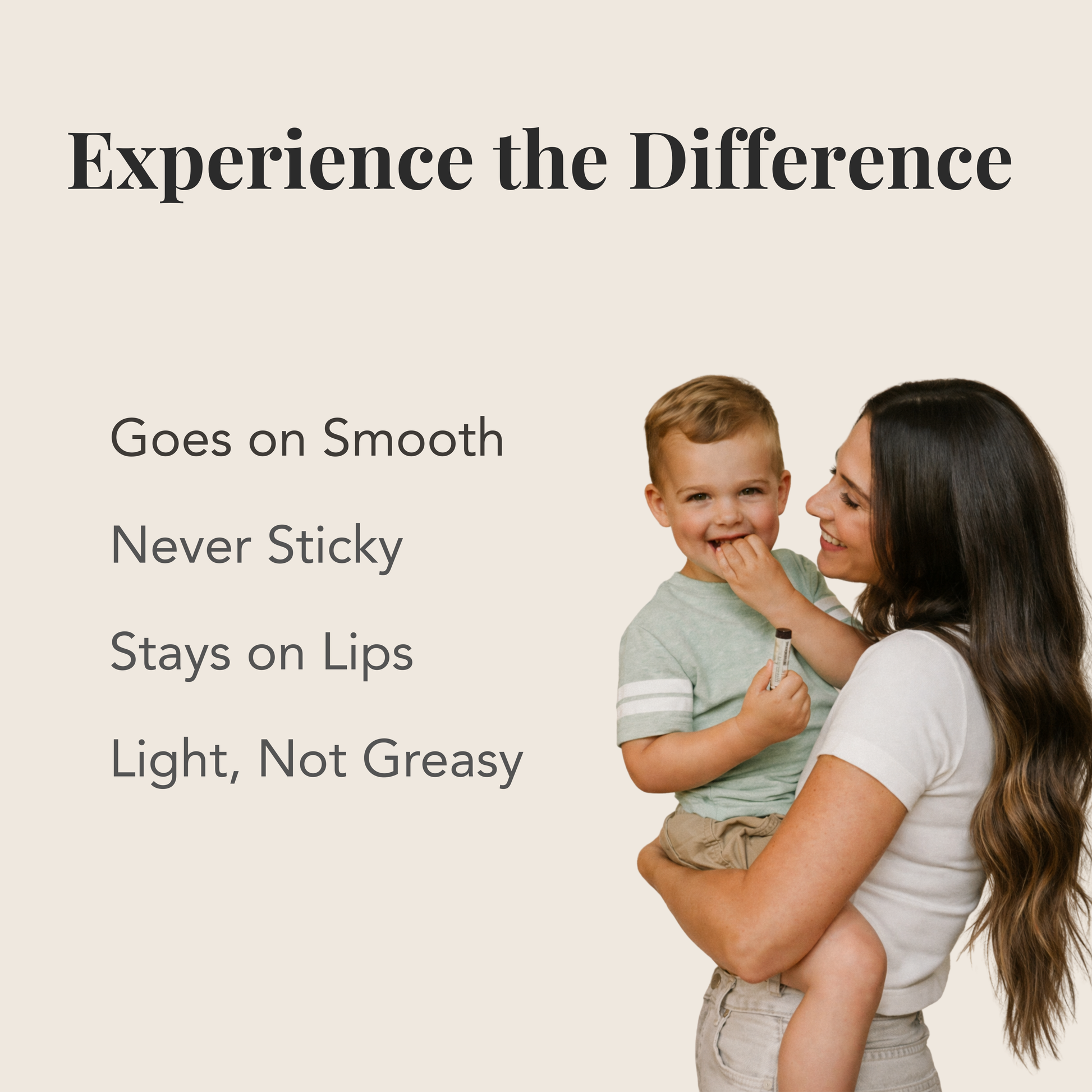 Lip balm application on a child’s lips with smooth, non-greasy glide