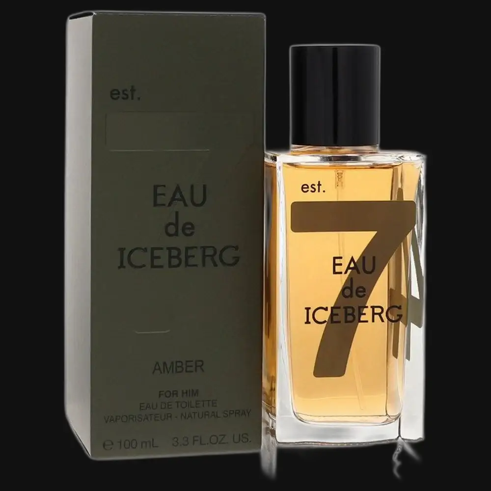 Men's Amber by Iceberg Eau de toilette spray, amber glass bottle with black cap and box
