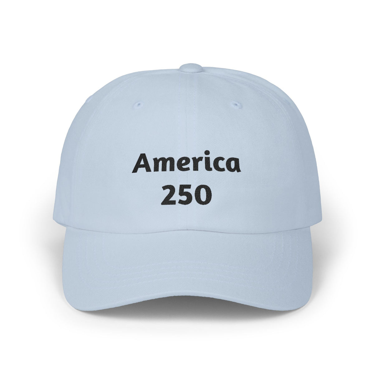 Light blue dad cap with 'America 250' front logo
