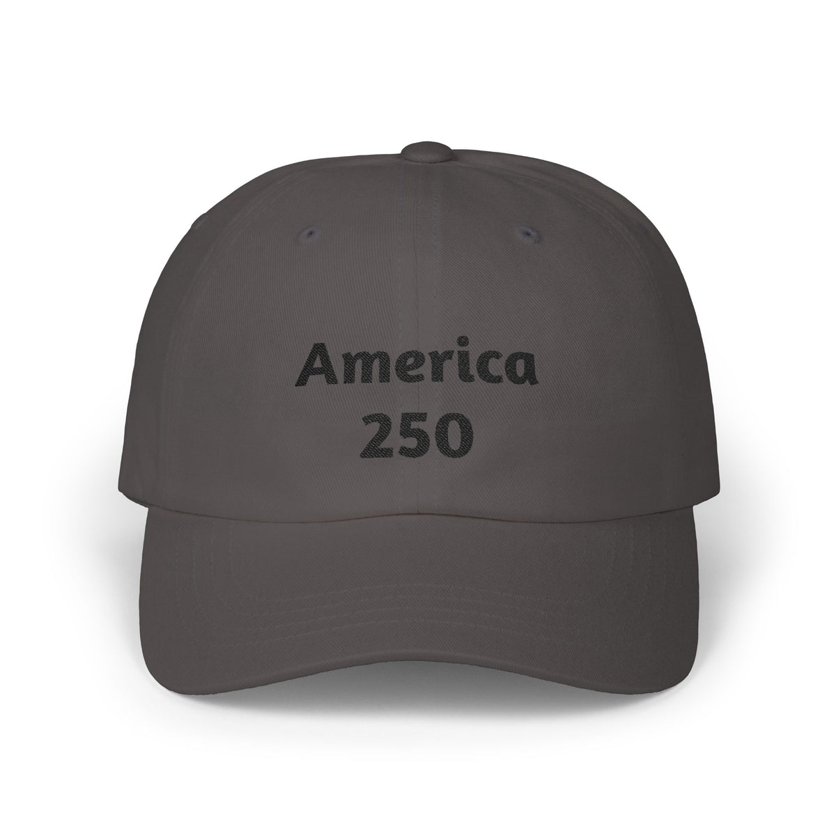 Dark grey dad cap with 'America 250' front logo