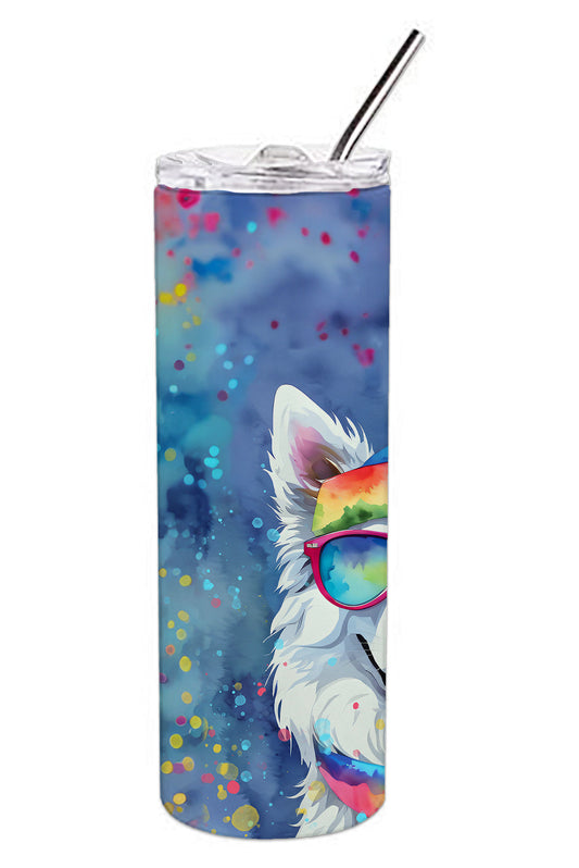 American Eskimo Hippie Dawg Stainless Steel Skinny Tumbler Vacuum Double Walled Reusable Insulated Tumbler Travel Cup for Coffee Cocktails Gift with Lid, 20 oz - Renee Lane Company