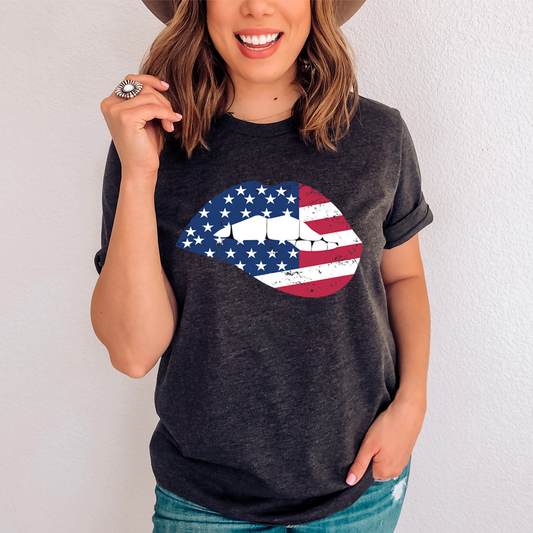 American Flag Lips T-Shirt - Renee Lane Company