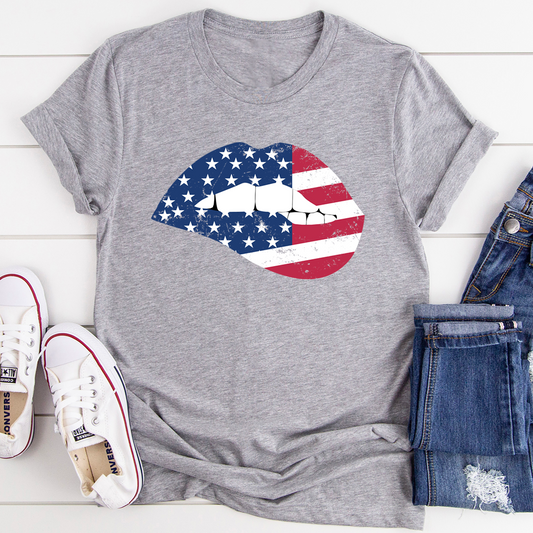 American Flag Lips T-Shirt - Renee Lane Company