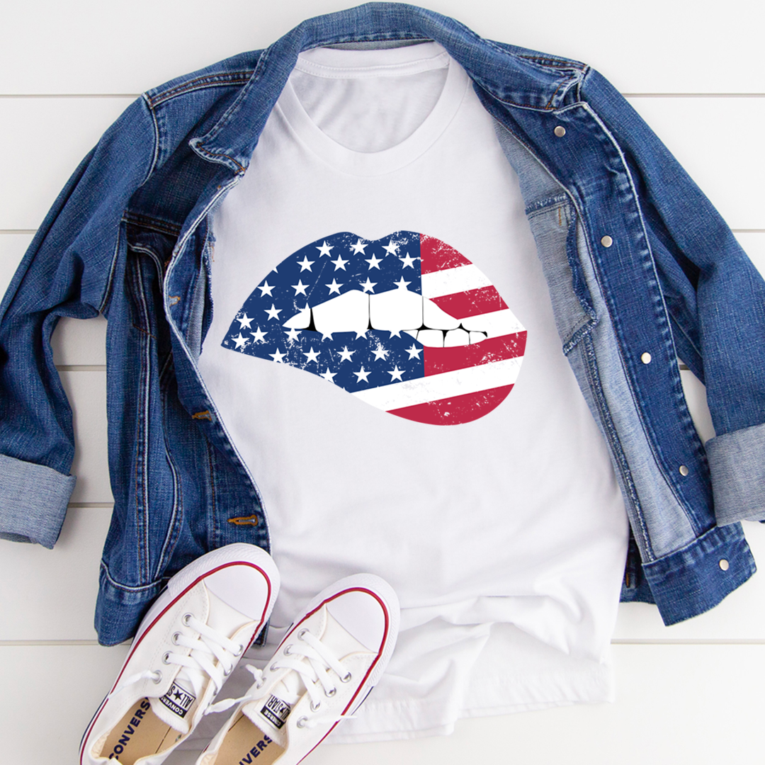 American Flag Lips T-Shirt - Renee Lane Company