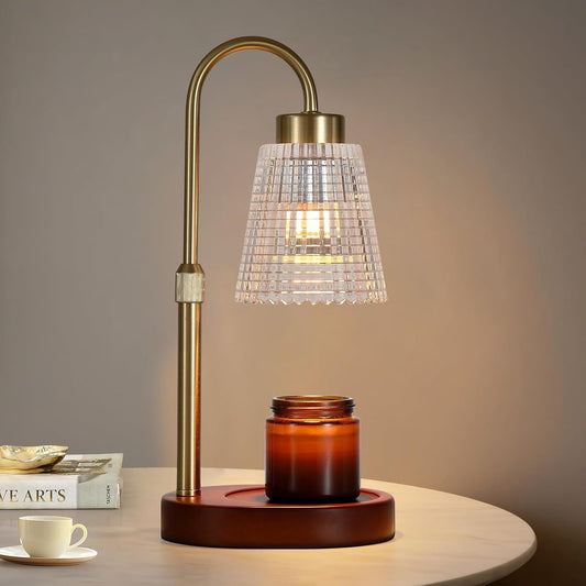 Antique Brass Candle Warmer Lamp WithTimer and Dimmer,Fragrance Electric Wax Melt Warmer with 2 Bulbs,Scented Jar Lamp,Mother's Day/Birthday/Christmas Gifts for Mom/Wife,Home Decor,Adjustable Height - Renee Lane Company