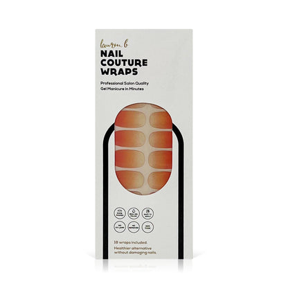 Apricot gradient gel nail wraps, 18 wraps with rounded nail tips