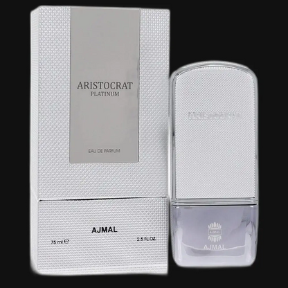 Men's Ajmal Aristocrat Platinum eau de parfum gift set with box and spray bottle, silver cap