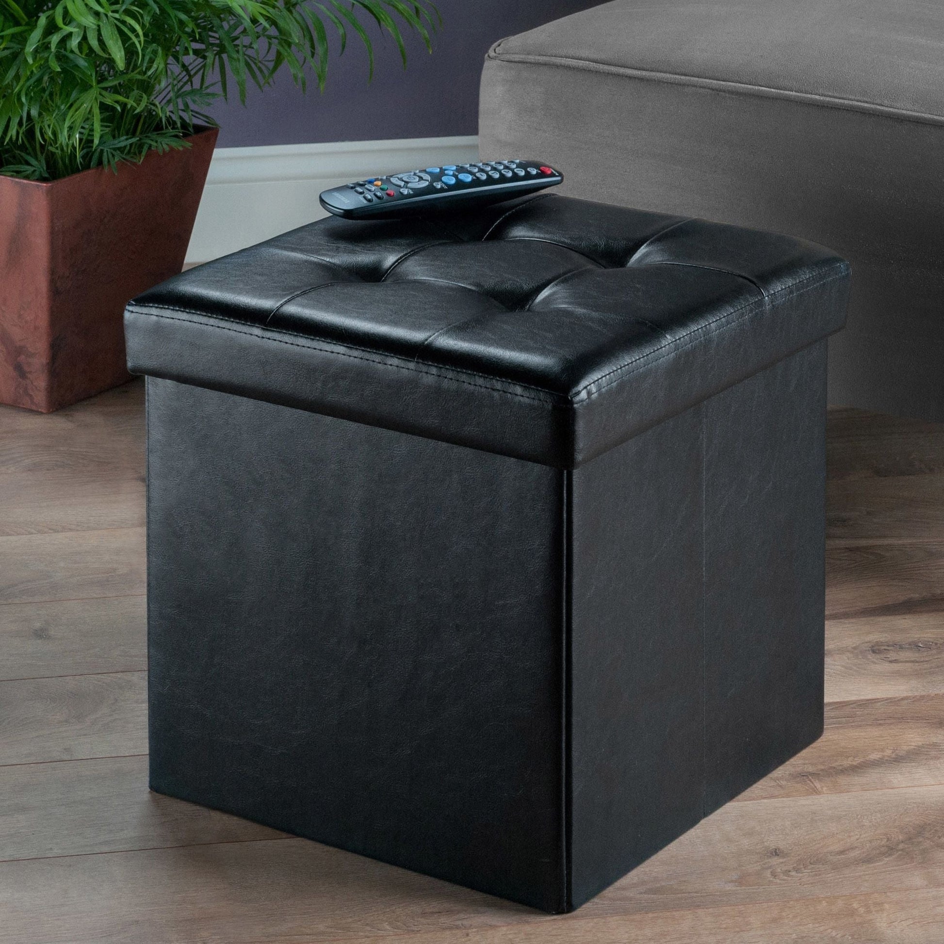 Ashford Ottoman with Storage Faux Leather - Renee Lane Company