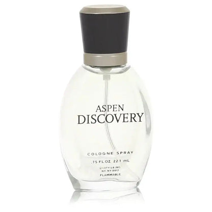 Men's cologne spray bottle with dark top cap and clear body; front label visible.