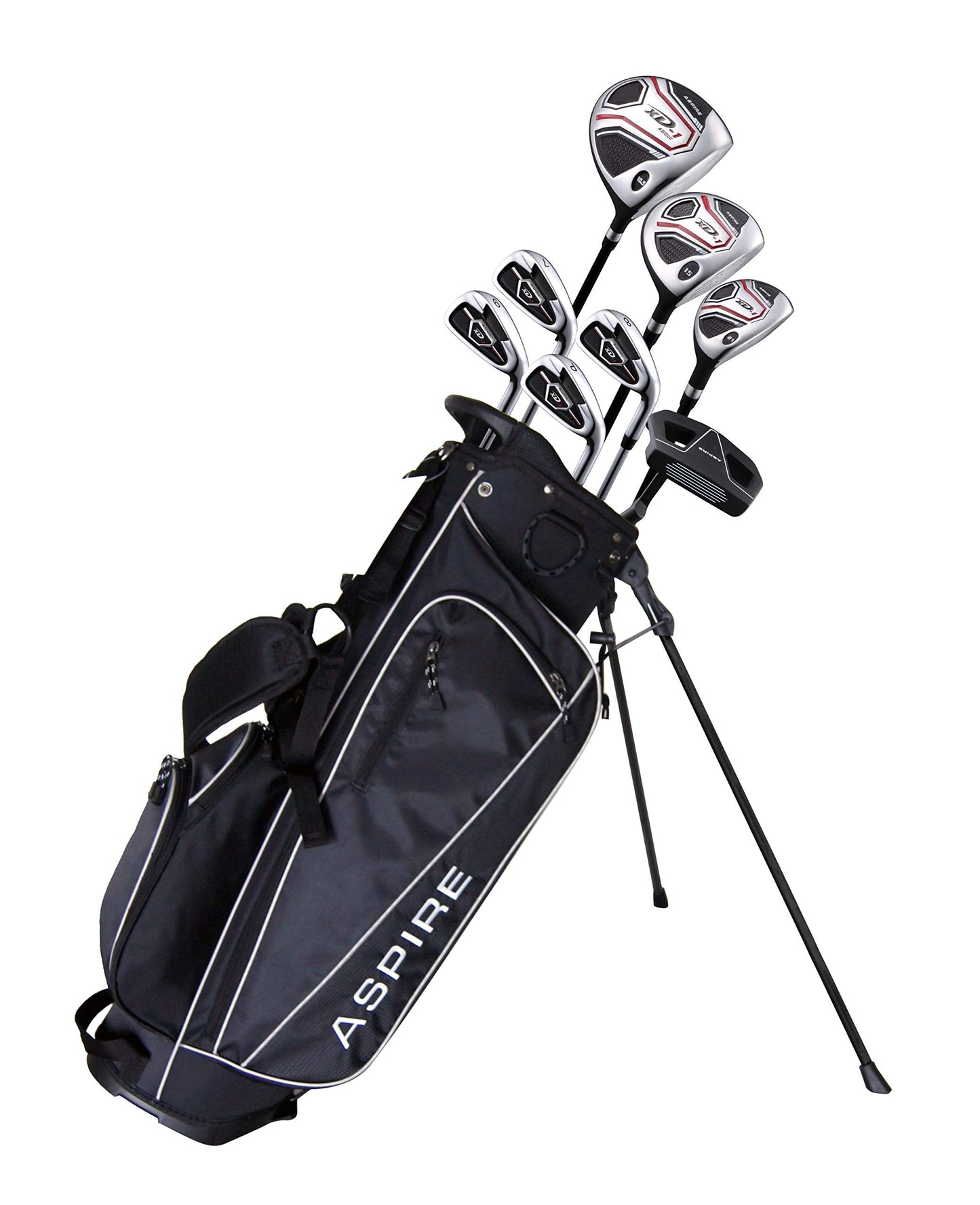 Aspire XD1 Teenager Complete Golf Set Includes Driver Fairway Hybrid 7 8 9 Wedge Irons Putter Stand Bag 3 HCS Teen Ages 13-16 Right Hand - Height 51" - 56" - Renee Lane Company