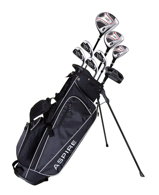 Aspire XD1 Teenager Complete Golf Set Includes Driver Fairway Hybrid 7 8 9 Wedge Irons Putter Stand Bag 3 HCS Teen Ages 13-16 Right Hand - Height 51" - 56" - Renee Lane Company