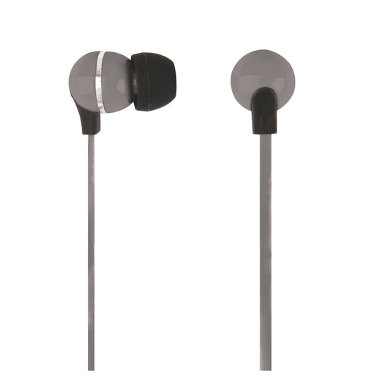 Ativa™ Plastic Earbud Headphones with Flat Cable Gray - Renee Lane Company