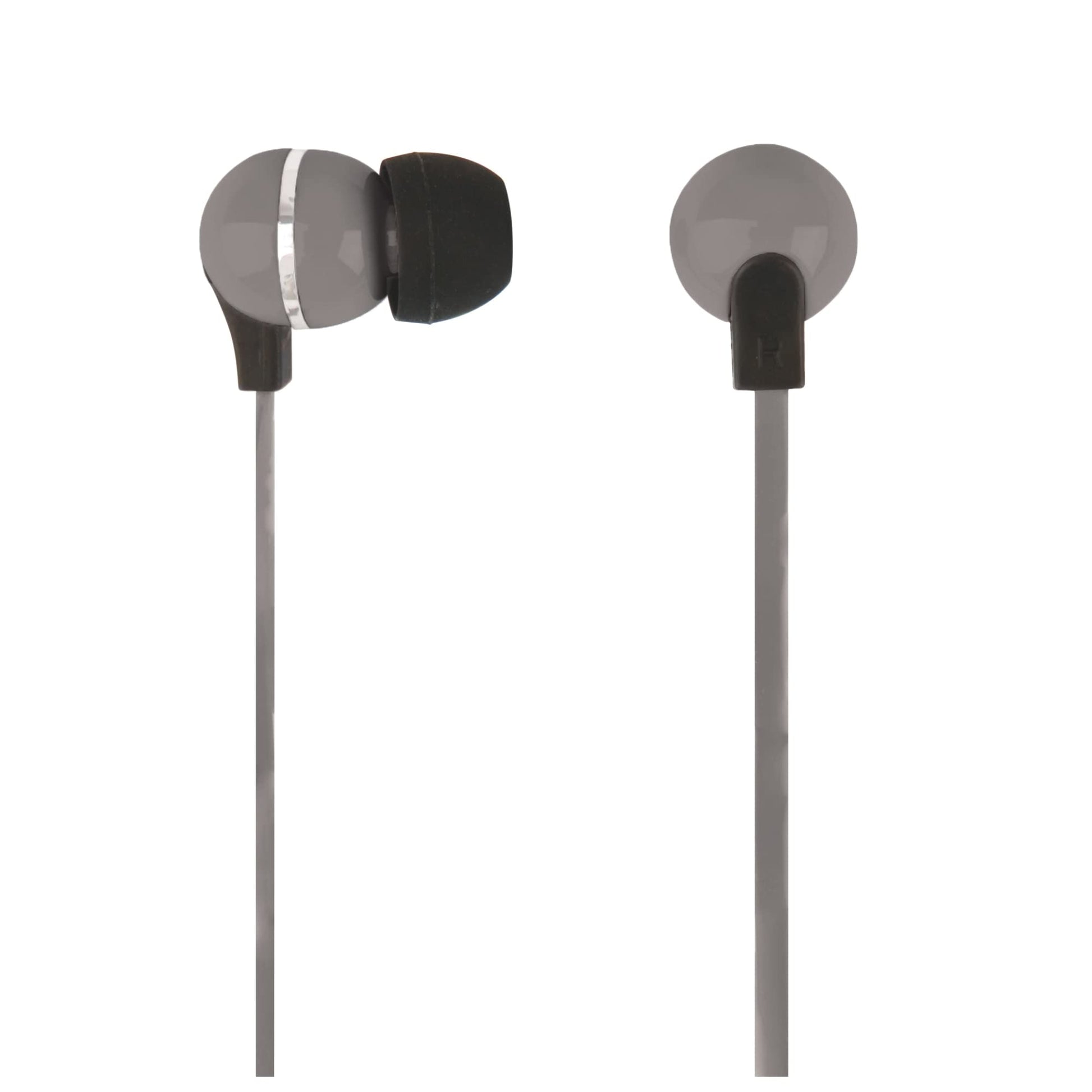 Ativa™ Plastic Earbud Headphones with Flat Cable Gray - Renee Lane Company