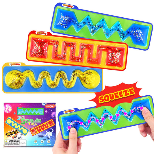 Autism Sensory Toys for Kids - 3 Pack Fidget Toy Sensory Tube Filled with Colorful Goo Glitter Autism Sensory Items for Kids Children Teens - Classroom Prizes Easter Gift Prizes for Kids Classroom - Renee Lane Company
