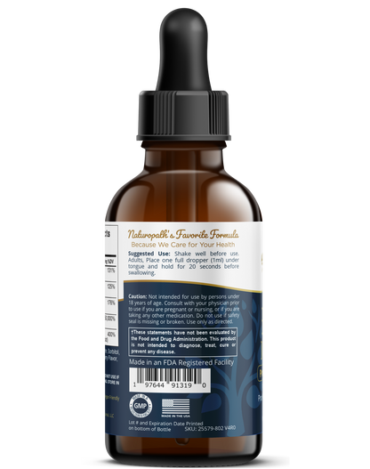 B-12 Drops supplement bottle back label with directions and warnings