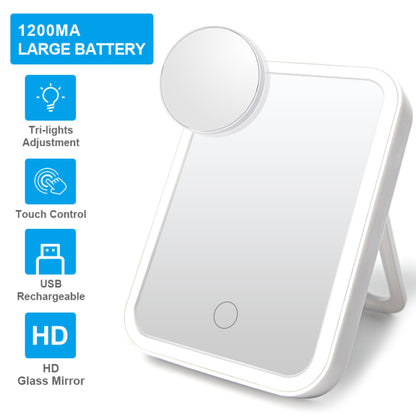 White makeup mirror with LED tri-light and touch control