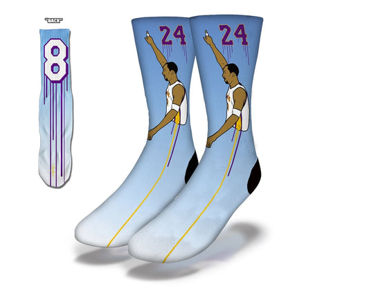 BLACK MAMBA OUT Fun Basketball Socks (Blue Gradient) - Renee Lane Company