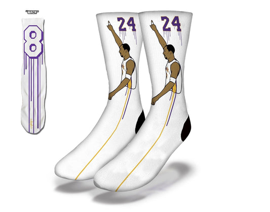 BLACK MAMBA OUT Fun Basketball Socks (White) - Renee Lane Company