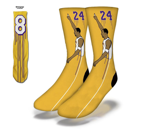 BLACK MAMBA OUT Fun Basketball Socks (Yellow) - Renee Lane Company