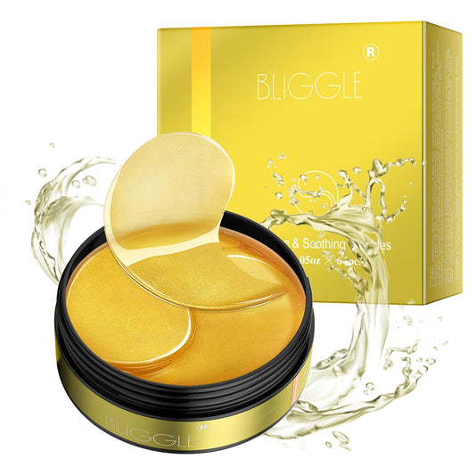 BLIGGLE Under Eye patches (64 pcs)-24K Gold Eye Mask with Hyaluronic Acid Cooling Eye Care for Puffy Eyes & Dark Circles TreatmentsReduce Under Eye Bags and Smooth Wrinkles - Renee Lane Company