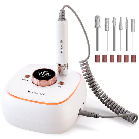 BOLASEN 40000RPM Professional Brushless Nail Drill 7800mAh Rechargeable Cordless Electric Nail File Fast Removal Nail Drill for Acrylic Gel Nail Auto Start-Stop Perfect for Salon Use HaloDrill 10 - Renee Lane Company
