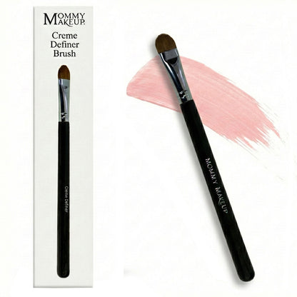 Creme Definer brush with rounded brown bristles and glossy black handle